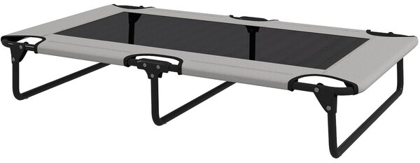PawHut Vyvýšená Skládací Psí Postel, Zahradní Psí Lehátko s Mřížkovým Designem, Prodyšné, pro Velké Psy Světle Šedá Oxford 107 x 61 x 20 cm | Aosom