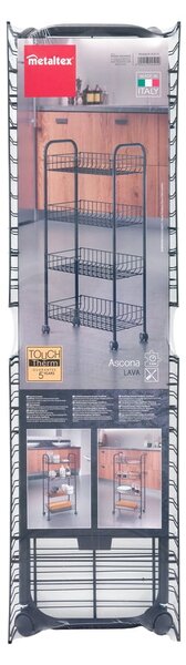 Černý kovový pojízdný regál 41x84 cm Ascona – Metaltex