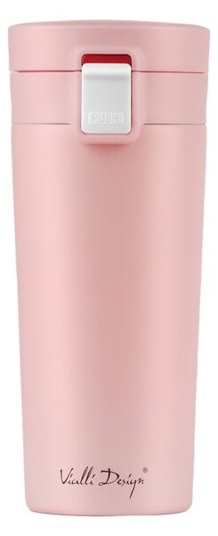 Růžový cestovní termohrnek Vialli Design Fuori, 400 ml