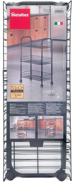 Černý pojízdný vozík z nerezové oceli Metaltex Lugano Lava
