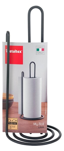 Černý držák na kuchyňské utěrky Metaltex My Roll Lava
