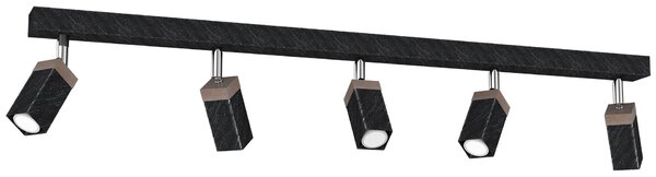 Bodové svítidlo Solo Sawn, 5x dřevěné/černé kovové stínítko, b