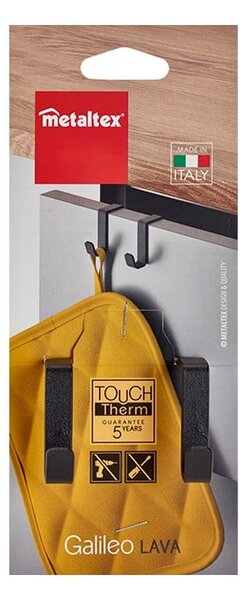 Černý závěsný dvojitý háček Metaltex Galileo Lava