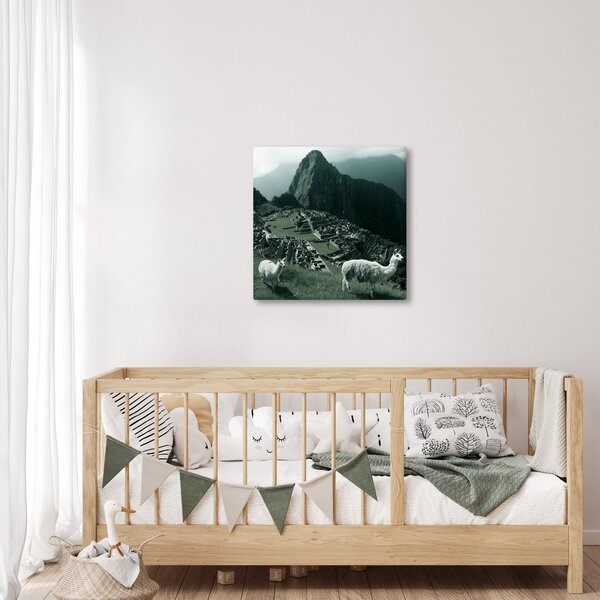 Obraz - Lamy na Machu Picchu v Peru (30x30 cm)