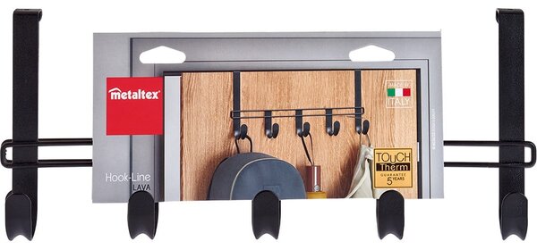 Černý kovový věšák na dveře 38 cm Lava – Metaltex