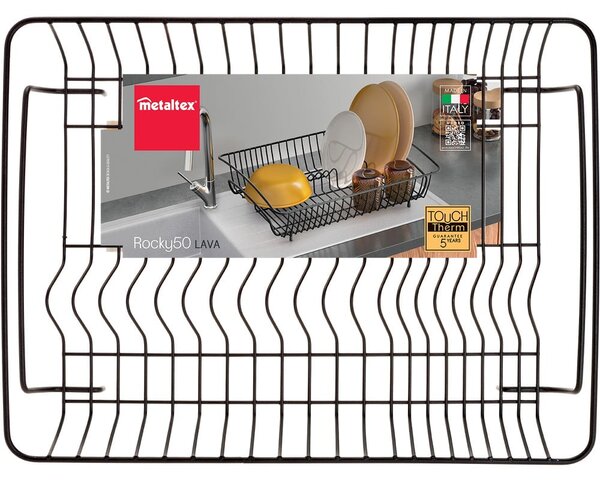 Černý odkapávač z nerezové oceli Metaltex Rectangular Lava