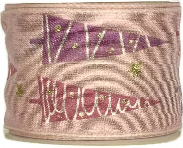 Vánoční stuha růžová PINK GARDEN 40mm x 2m