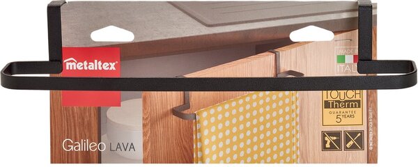 Černý závěsný držák na utěrku Metaltex Galileo Lava