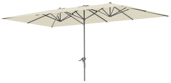 Outsunny Dvoulitrový slunečník s kličkou 451 x 264 cm, UV ochrana 50+, větruodolný zahradní slunečník, balkonový slunečník, hliníkový tržní slunečník