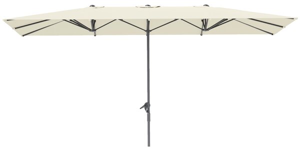 Outsunny Dvoulitrový slunečník s kličkou 451 x 264 cm, UV ochrana 50+, větruodolný zahradní slunečník, balkonový slunečník, hliníkový tržní slunečník