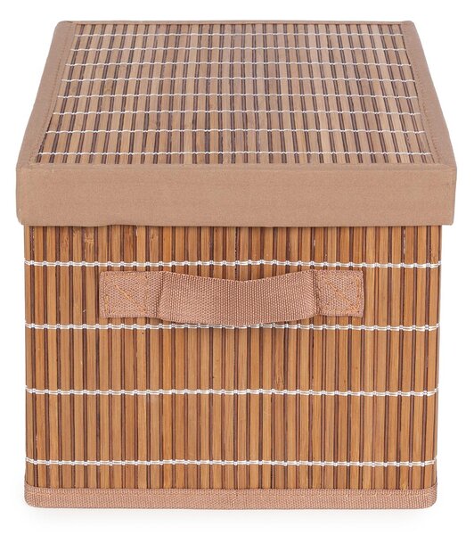 Compactor skládací úložný box s víkem NAGO - M, bambus s látkou, karton, 33 x 23 cm