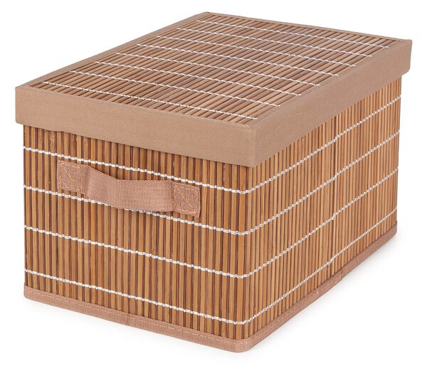 Compactor skládací úložný box s víkem NAGO - M, bambus s látkou, karton, 33 x 23 cm