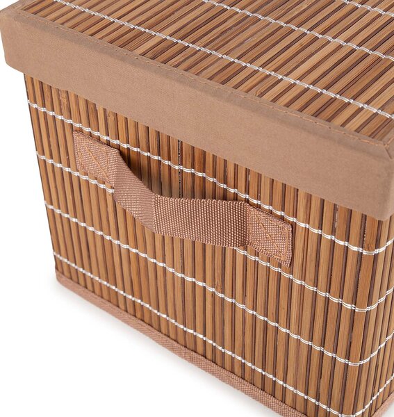 Compactor skládací úložný box s víkem NAGO - M, bambus s látkou, karton, 33 x 23 cm