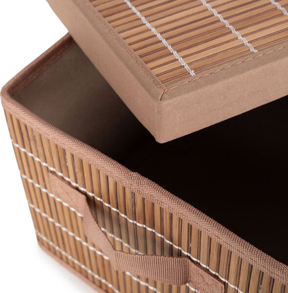 Compactor skládací úložný box s víkem NAGO - M, bambus s látkou, karton, 33 x 23 cm