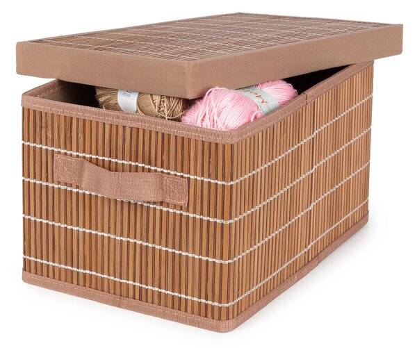 Compactor skládací úložný box s víkem NAGO - M, bambus s látkou, karton, 33 x 23 cm