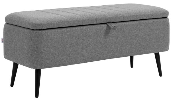 HOMCOM Úložná Lavice s Polstrovaným Sedadlem, Ottoman s Ocelovými Nohami, Úložný Truhlicový Stolek do Obývacího Pokoje, Ložnice nebo Chodby 102 x 40 x