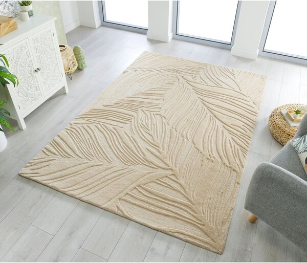 Béžový vlněný koberec Flair Rugs Lino Leaf, 120 x 170 cm