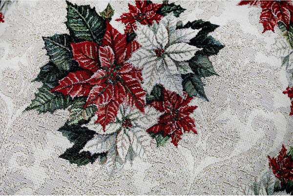 Luxusní vánoční gobelínový ubrus na stůl s lurexem Vánoční girlanda Barva Vícebarevná Rozměry 90x90 cm