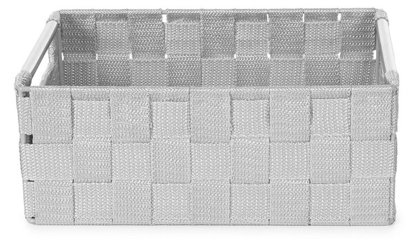 Compactor úložný košík s kovovými madly STAN - S, tkané pásky, 25 x 17 x 10 cm, šedý