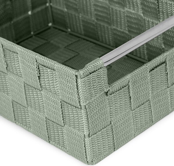 Compactor úložný košík s kovovými madly STAN - S, tkané pásky, 25 x 17 x 10 cm, zelený