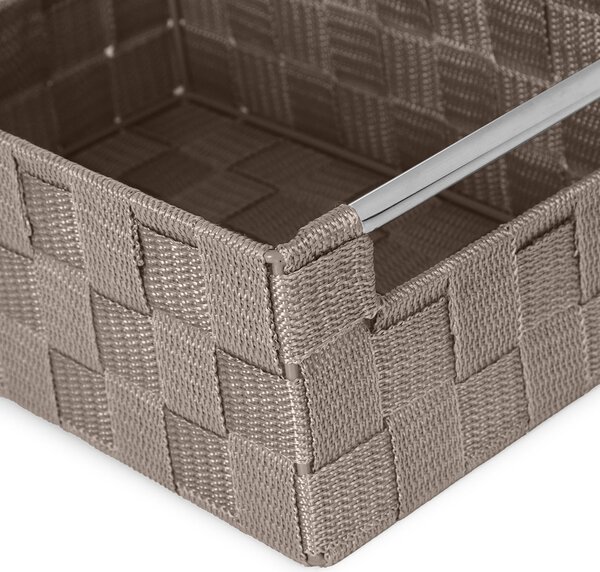 Compactor úložný košík s kovovými madly STAN - S, tkané pásky, 25 x 17 x 10 cm, taupe