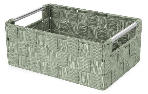 Compactor úložný košík s kovovými madly STAN - S, tkané pásky, 25 x 17 x 10 cm, zelený