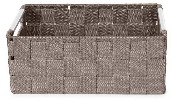 Compactor úložný košík s kovovými madly STAN - S, tkané pásky, 25 x 17 x 10 cm, taupe