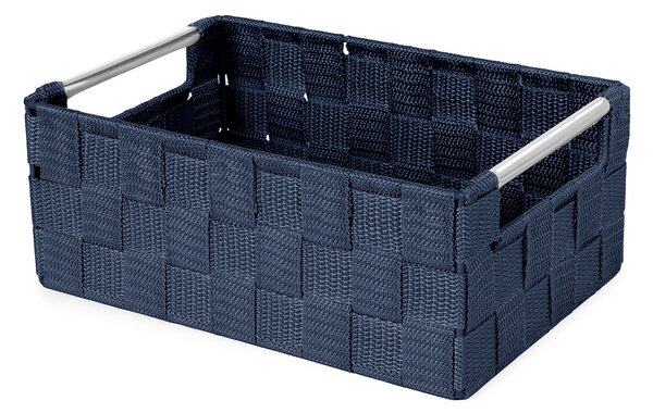 Compactor úložný košík s kovovými madly STAN - S, tkané pásky, 25 x 17 x 10 cm, modrý
