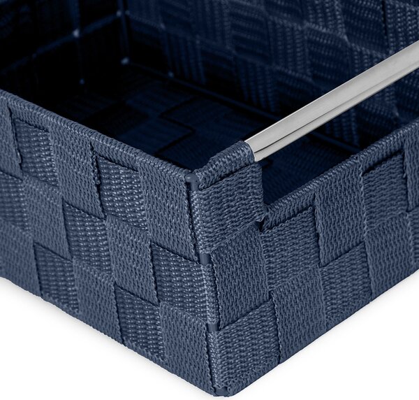 Compactor úložný košík s kovovými madly STAN - S, tkané pásky, 25 x 17 x 10 cm, modrý