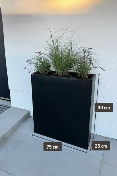 Květináč ELEMENTO, ocel, šířka 75 cm, černý