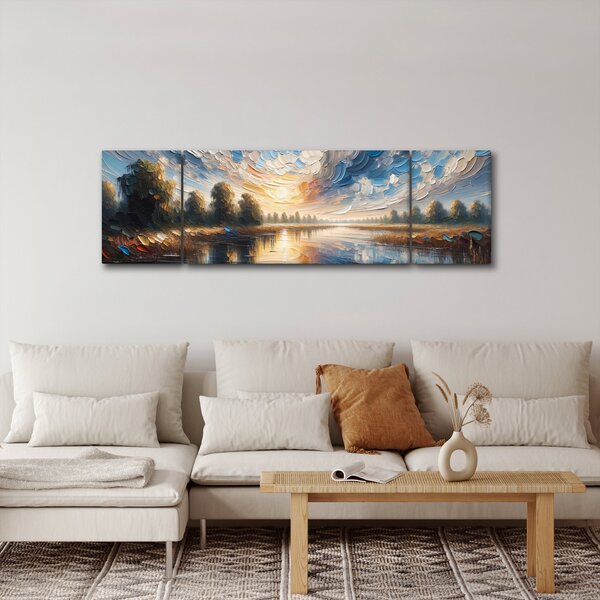 Obraz - Malba slunce nad vodou (170x50 cm)