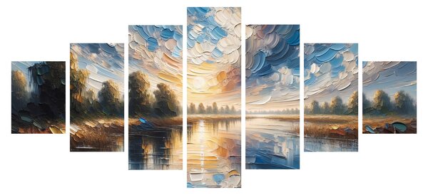 Obraz - Malba slunce nad vodou (210x100 cm)