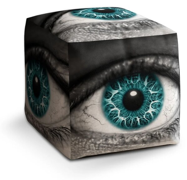 Sablio Taburet Cube Modré oko - 40x40x40 cm