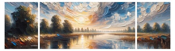 Obraz - Malba slunce nad vodou (170x50 cm)