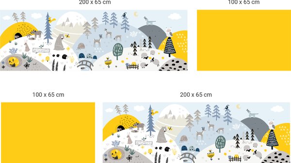 FUGU Veselý les yellow - ochrana stěny za postel Varianta ochrany zdi: Delší strana postele 200x65 cm