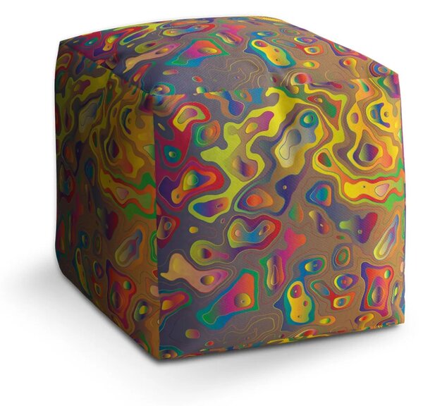 Sablio Taburet Cube Barevné skvrny - 40x40x40 cm
