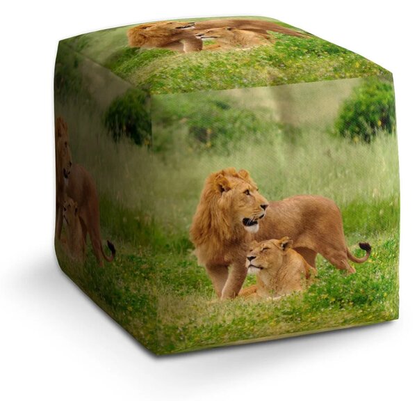 Sablio Taburet Cube Lev a lvice - 40x40x40 cm