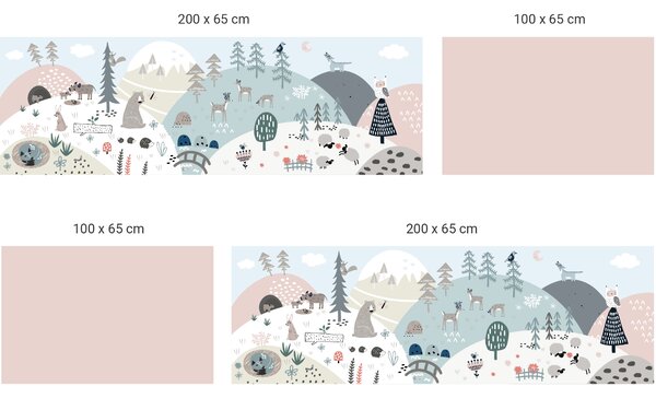 FUGU Veselý les pink - ochrana stěny za postel Varianta ochrany zdi: Delší strana postele 200x65 cm