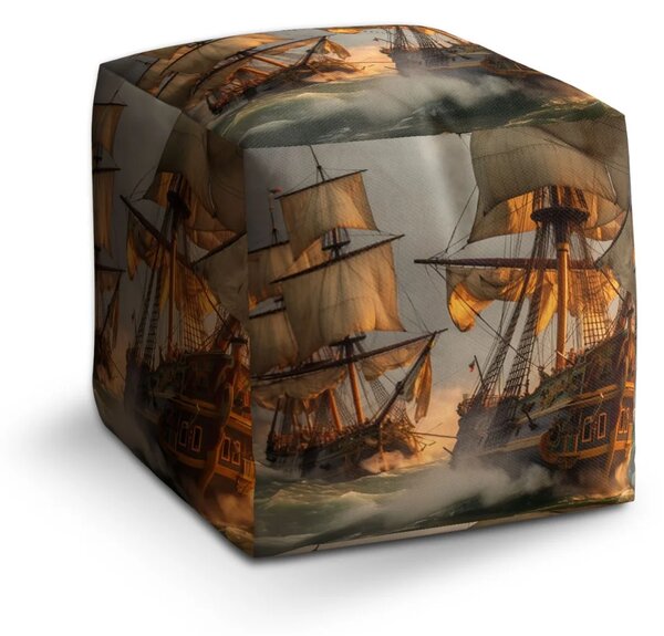 Sablio Taburet Cube Plachetnice ve vlnách - 40x40x40 cm