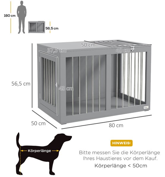 PawHut Psí Kotec Nábytek se 2 Dveřmi Ocelový Psí Kotec pro Domácnost Vnitřní Psí Dům pro Střední Psy do 20 kg Noční Stolek Psí Kotec 80 x 50 x 56,5 cm