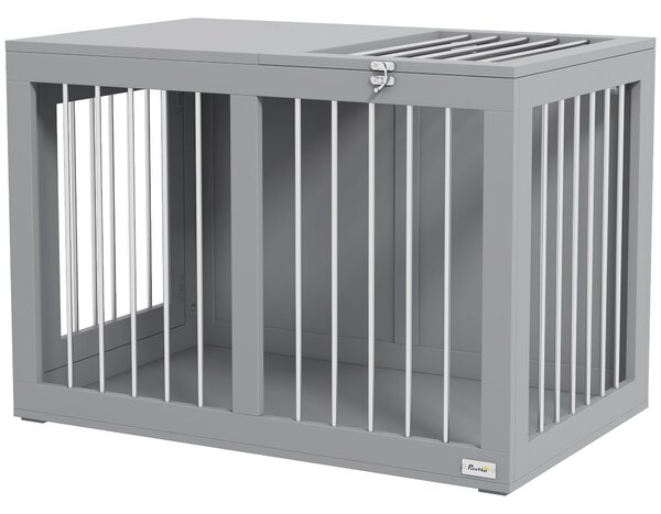 PawHut Psí Kotec Nábytek se 2 Dveřmi Ocelový Psí Kotec pro Domácnost Vnitřní Psí Dům pro Střední Psy do 20 kg Noční Stolek Psí Kotec 80 x 50 x 56,5 cm