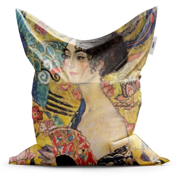 Sablio Sedací vak Dáma s vějířem - Gustav Klimt - 150x100 cm