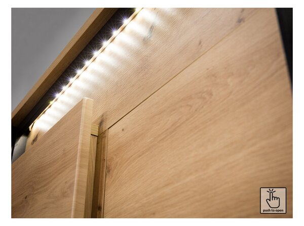 TV stolek s LED osvětlením FARN - dub artisan / černý