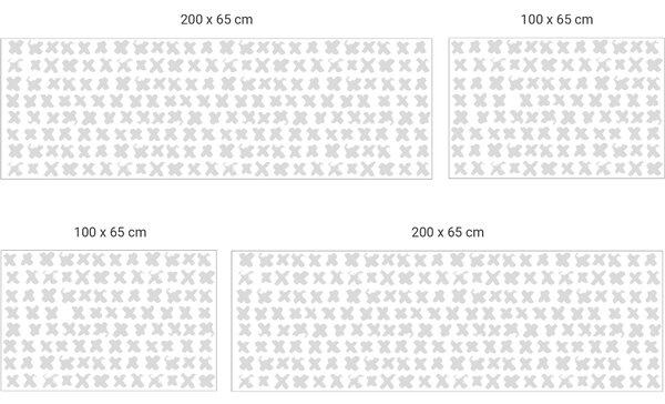 FUGU Křížky white-grey - ochranná tapeta za postel Varianta ochrany zdi: Delší strana postele 200x65 + čelo 100x65 cm