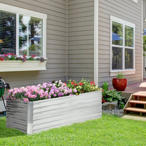 Vyvýšený zahradní záhon Outsunny z oceli, sadbovací záhon, květinová krabice, stohovatelný, rostlinný box 180x90x60cm pro zahradu, balkon, terasu, zel