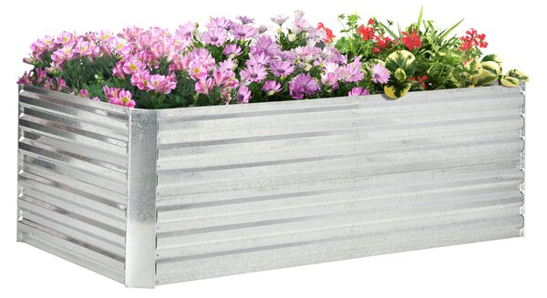 Vyvýšený zahradní záhon Outsunny z oceli, sadbovací záhon, květinová krabice, stohovatelný, rostlinný box 180x90x60cm pro zahradu, balkon, terasu, zel