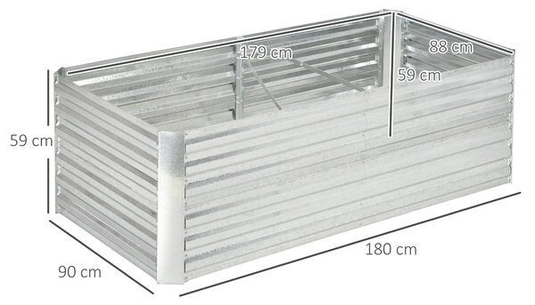 Vyvýšený zahradní záhon Outsunny z oceli, sadbovací záhon, květinová krabice, stohovatelný, rostlinný box 180x90x60cm pro zahradu, balkon, terasu, zel