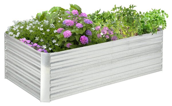 Vyvýšený zahradní záhon Outsunny z oceli, sadbovací záhon, květinová krabice, stohovatelný, rostlinný box 180x90x60cm pro zahradu, balkon, terasu, zel