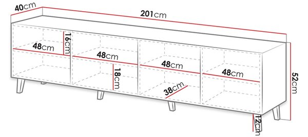 TV stolek 200 cm CRATO - bílý