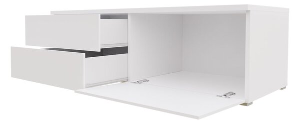 Televizní stolek s LED osvětlením FERNS D 11 - bílý / lesklý šedý